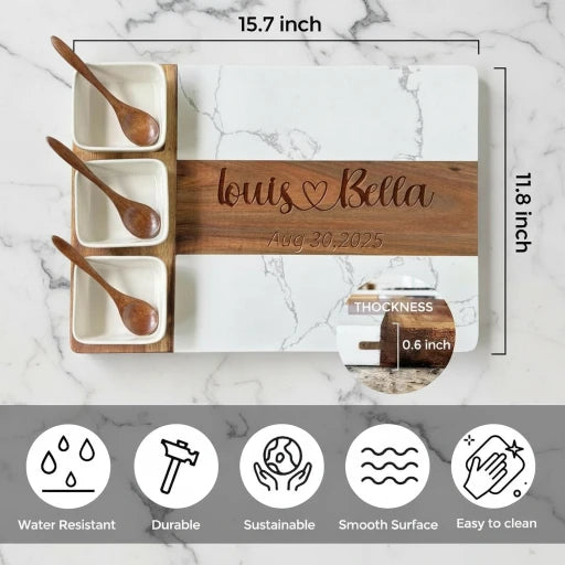 Craftpilot.co Personalized White Marble Charcuterie Board, Gift for Couples & Wedding