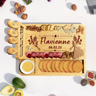 Personalized Bamboo Charcuterie Board with Magnetic Knife Storage