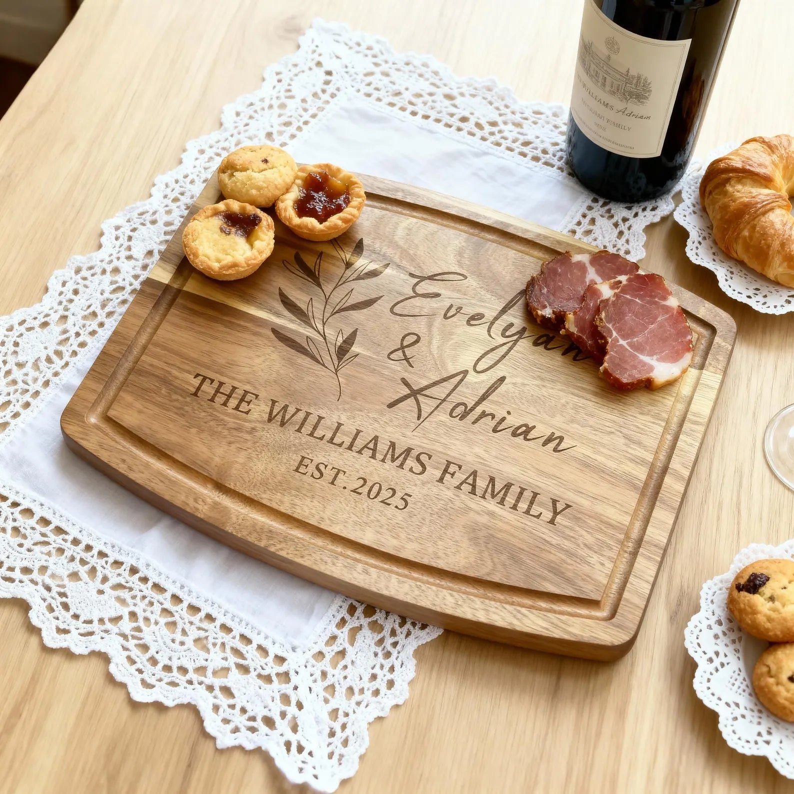 Craftpilot.co Personalized Acacia Cutting Board with Juice Groove - 2 Sizes Available Middle