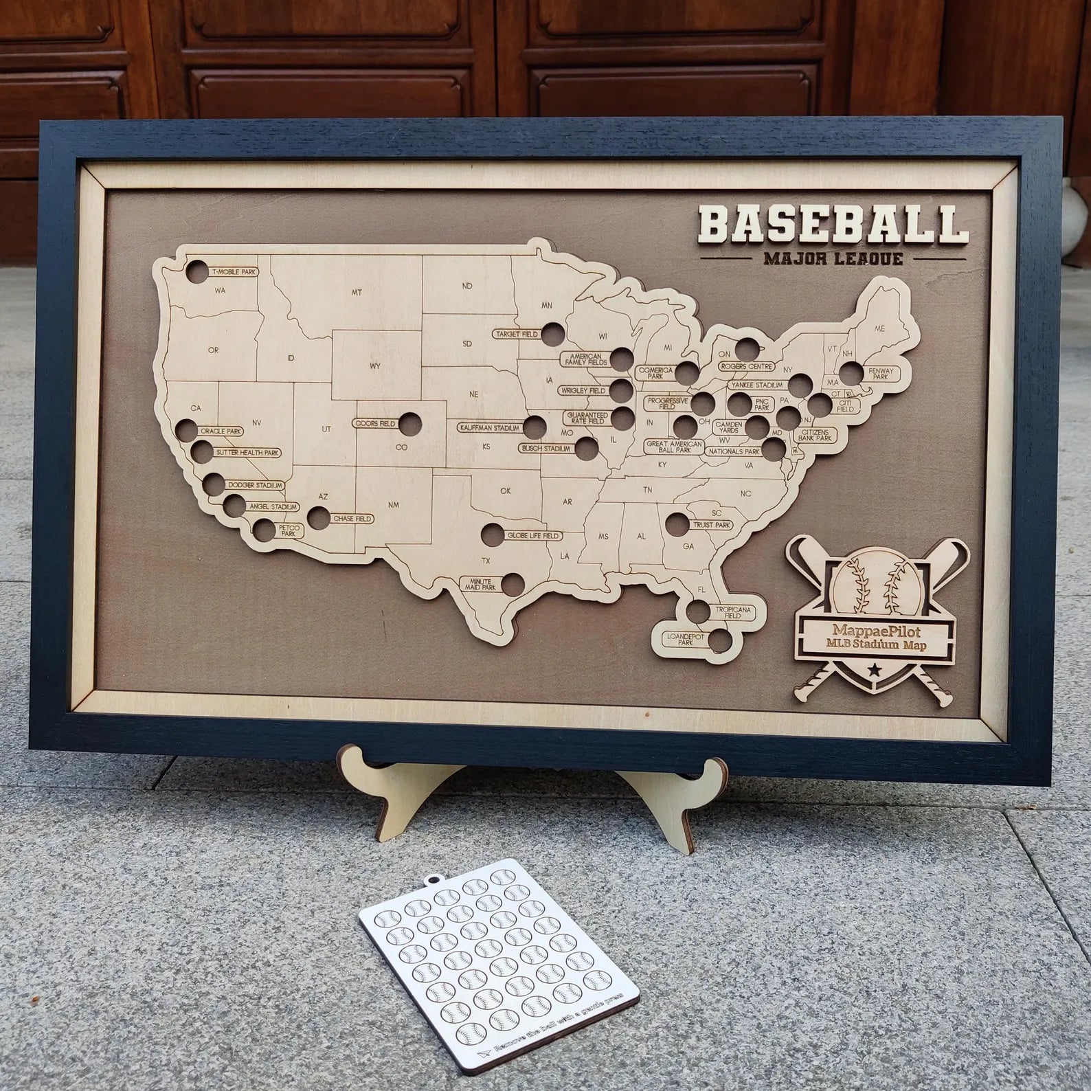 Craftpilot.co Personalized MLB Stadium Map - Baseball Fan Gift Black Frame