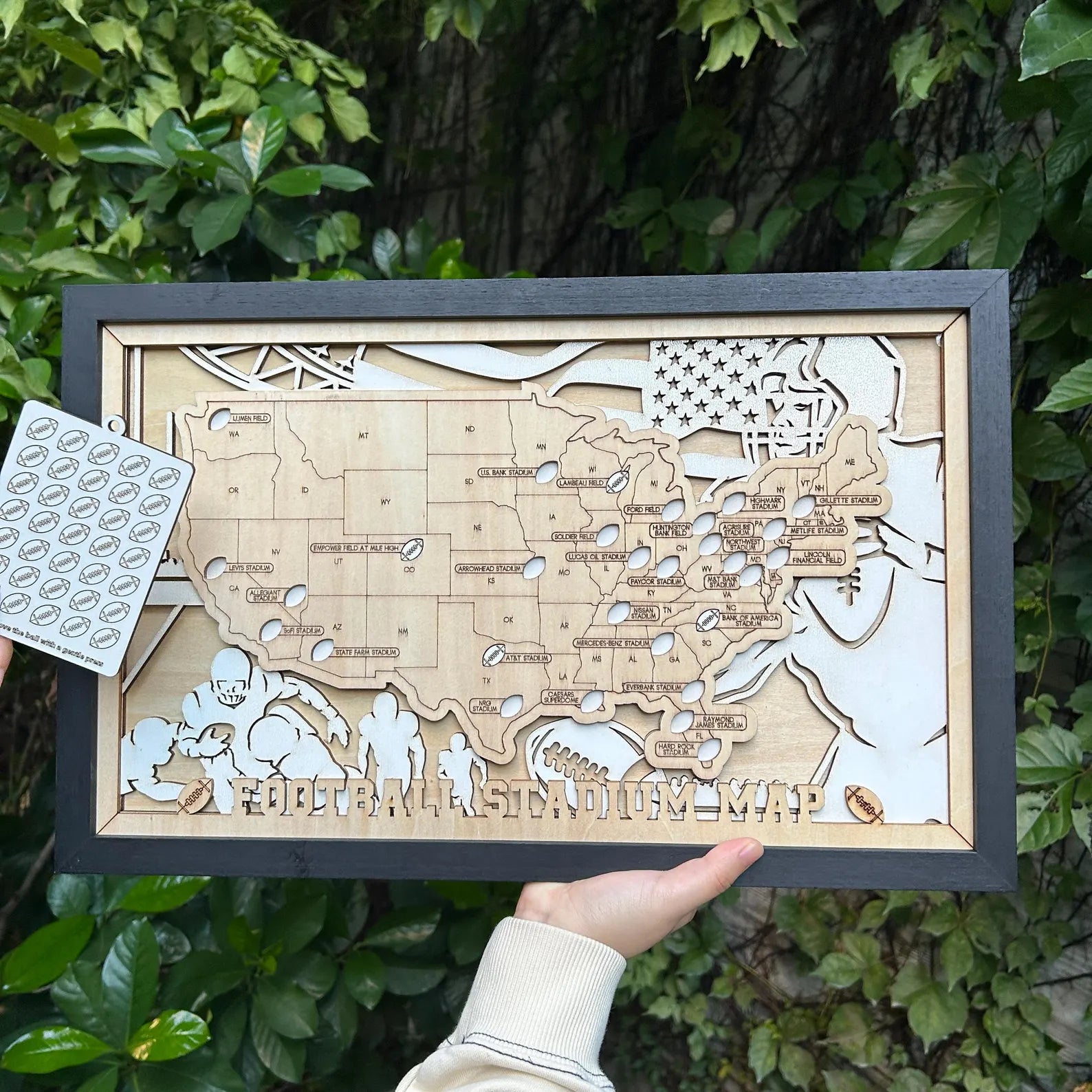 Craftpilot 3D Wooden Football Stadium Travel Map with Frame - M Size 18