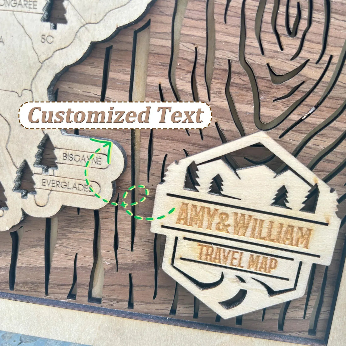 Custom Wooden US National Parks Travel Map (Walnut Wood Back)
