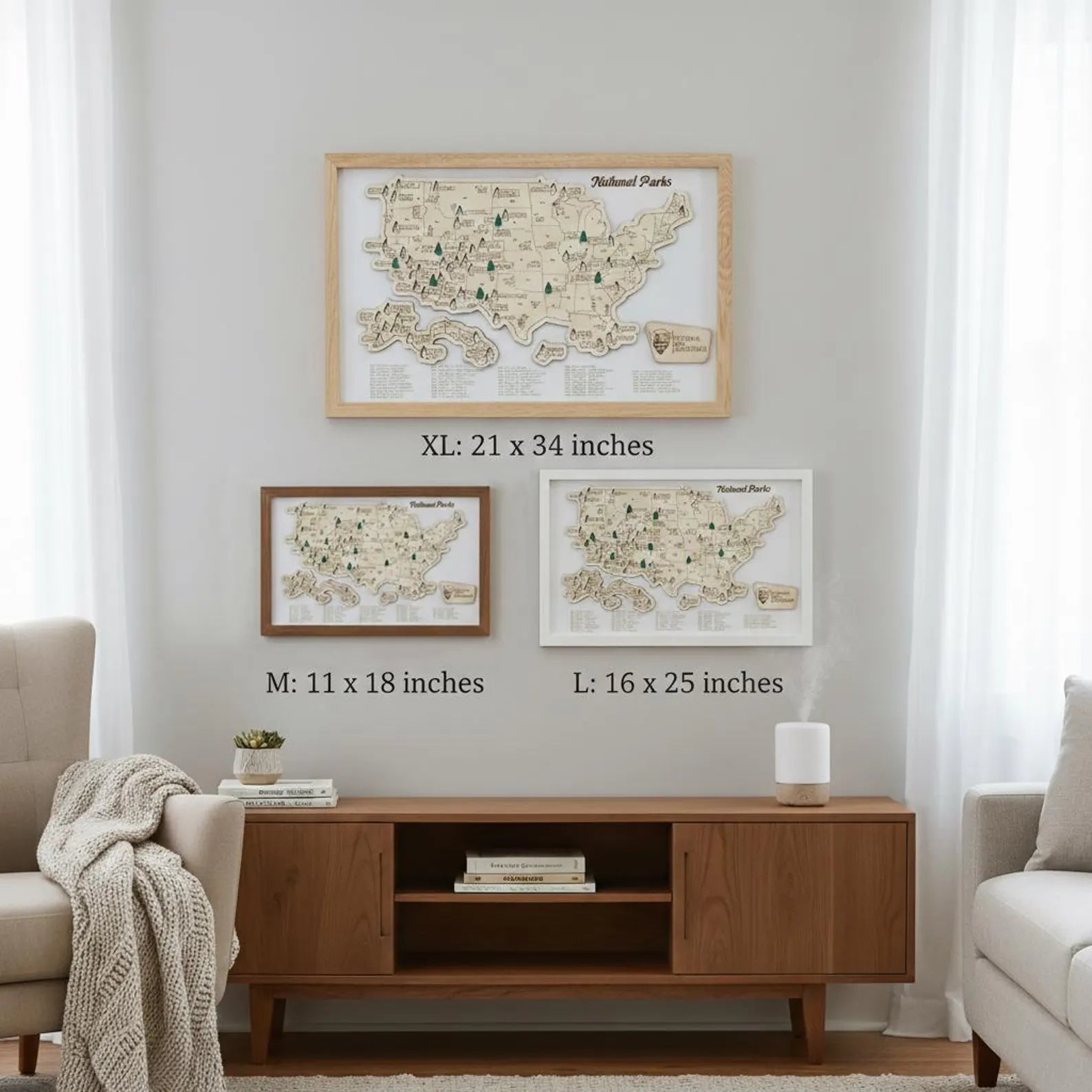 Craftpilot.co Personalized US National Parks Adventure Map with Push Pins