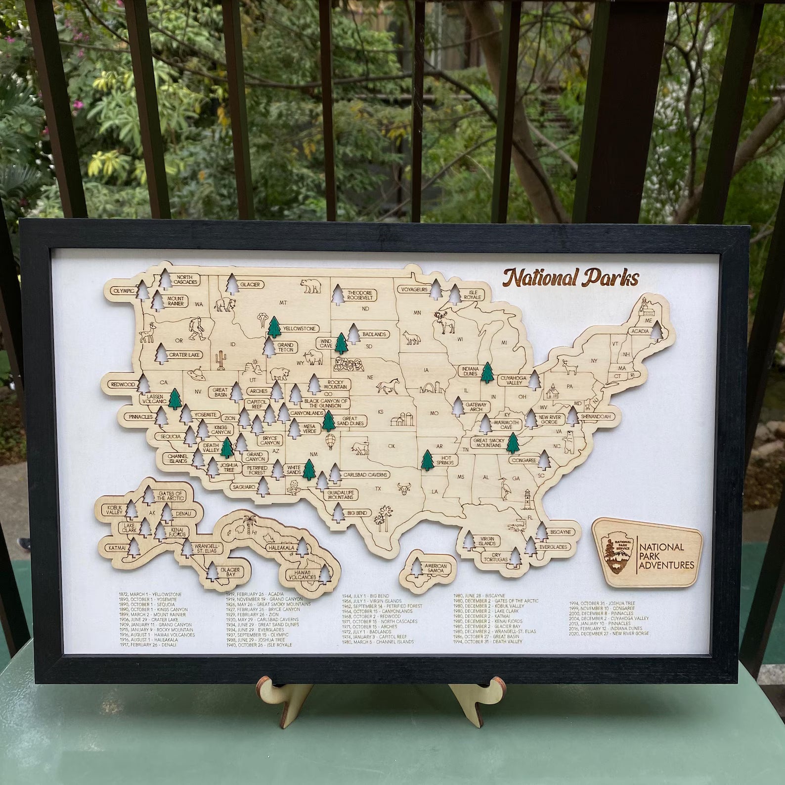 Craftpilot.co Personalized US National Parks Adventure Map with Push Pins Black Frame