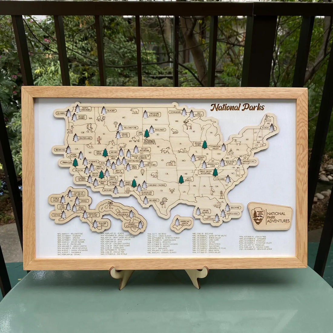 Custome US National Park Adventure Map with Push Pins