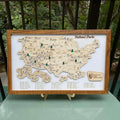 Craftpilot.co Personalized US National Parks Adventure Map with Push Pins Walnut Frame