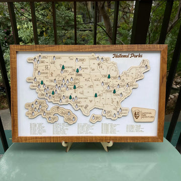 Custome US National Park Adventure Map with Push Pins