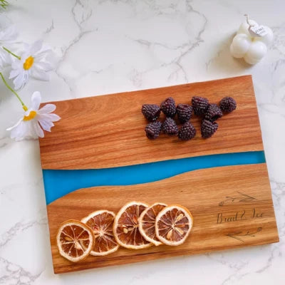 Craftpilot.co Personalized Resin River Cheese Board, S - 10" x 7.5"