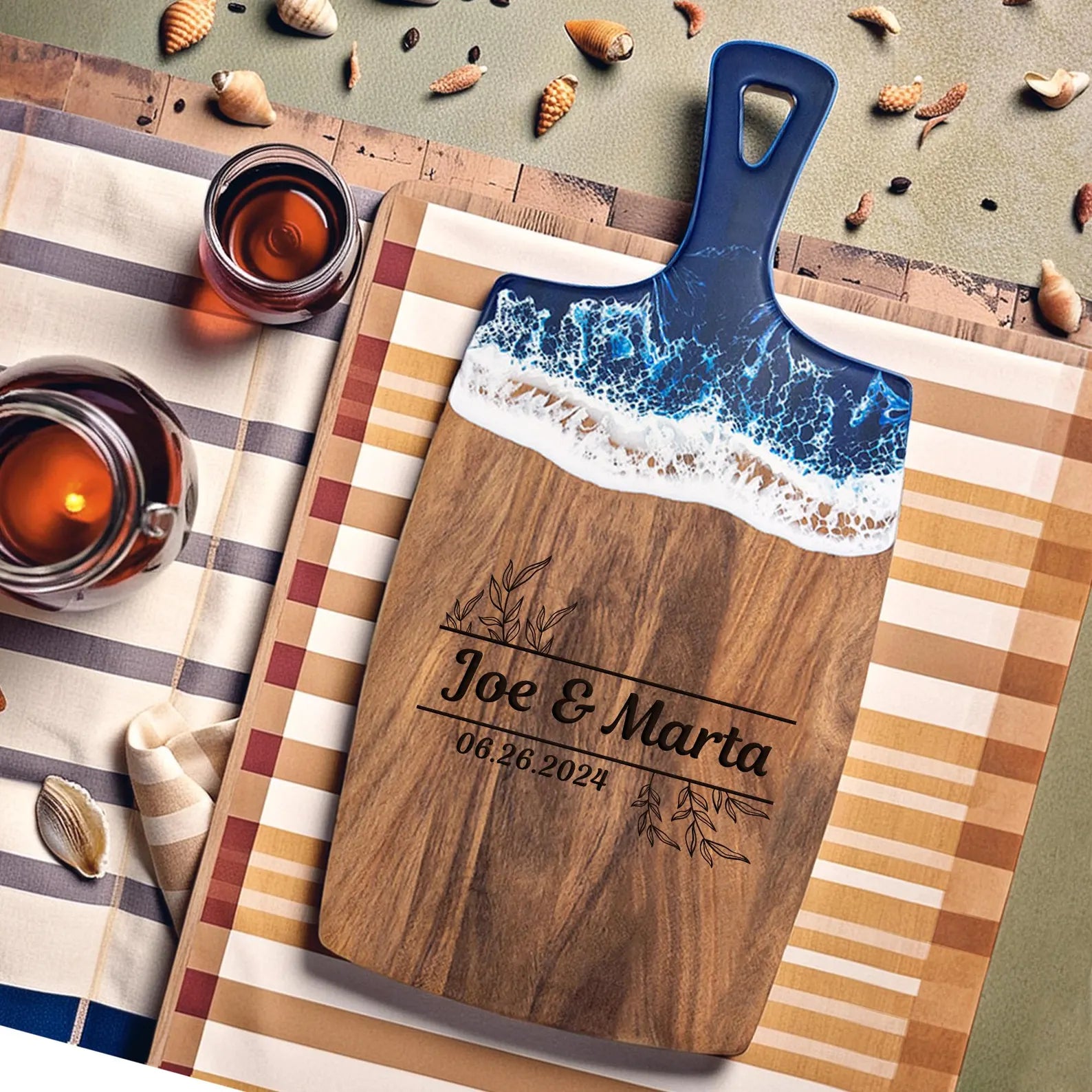 Personalized Oceanic Charcuterie Board for Beach Wedding