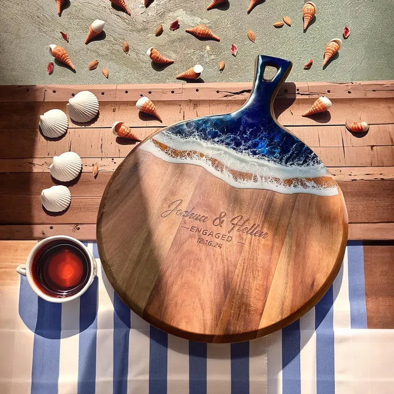 Personalized Ocean Wave Round Cutting Board