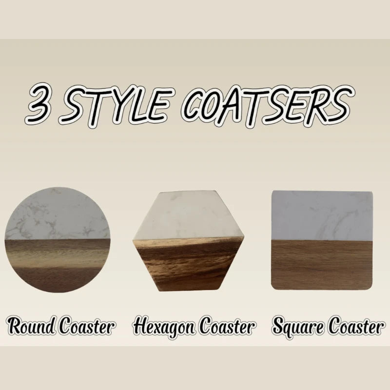 Personalized Marble and Wood Serving Board + Coaster Set | Black