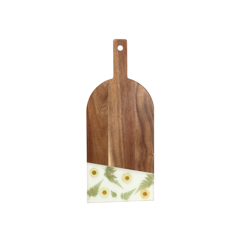 Flower And Wood Spliced Cutting Board, Cheese Board, 15.7" x 6.5" x0.55"