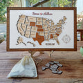 Craftpilot.co Custom Wooden USA Map Puzzle Map w/ Walnut Frame