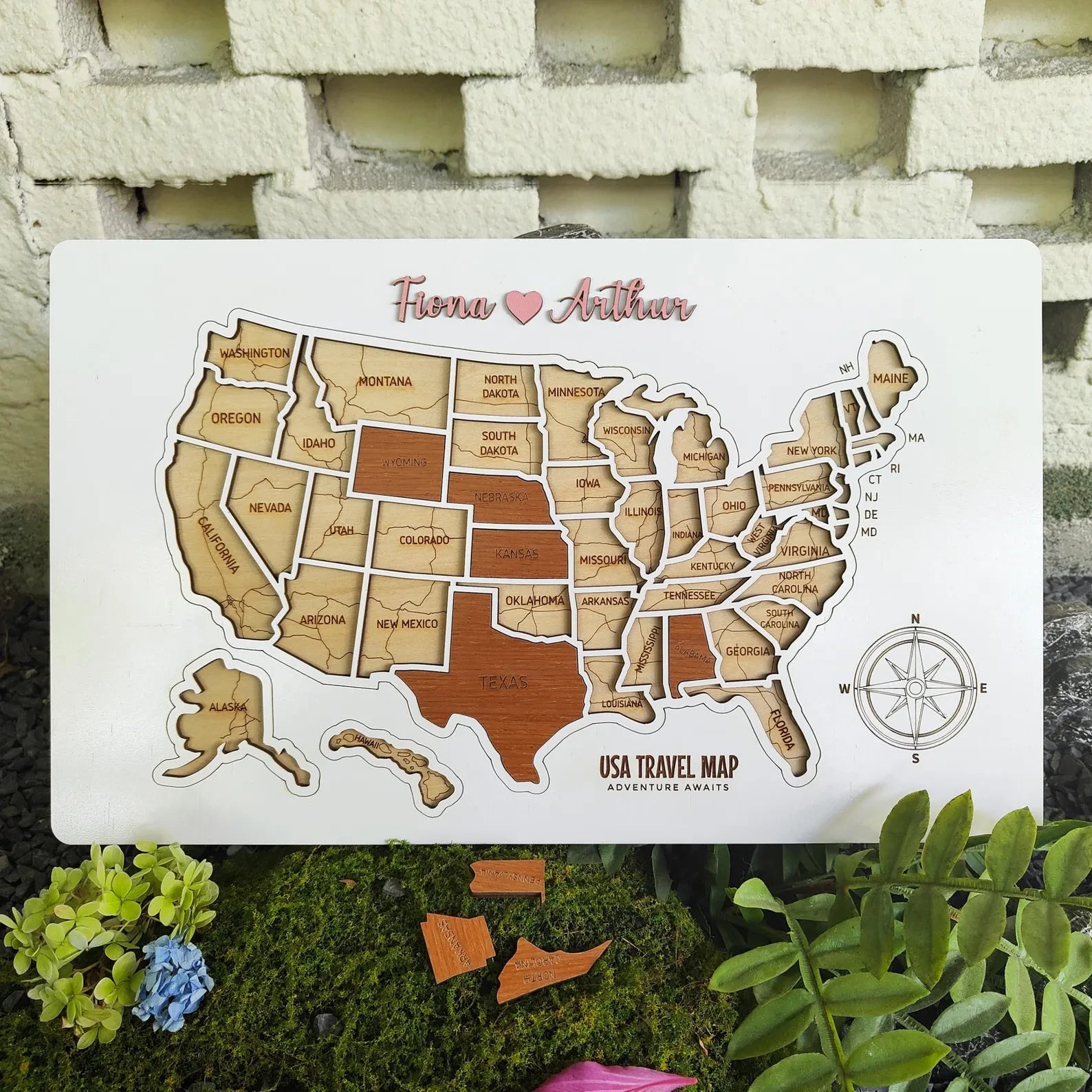 Craftpilot.co Custom Wooden USA Map Puzzle White
