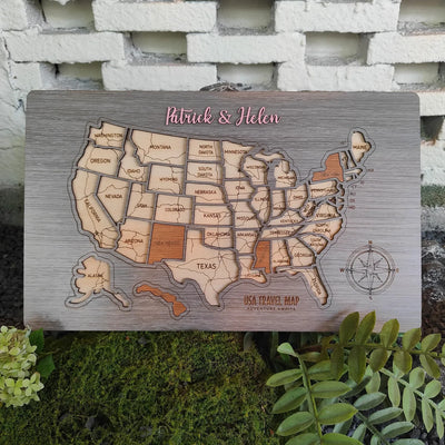 Wooden USA Travel Map (MF-A)