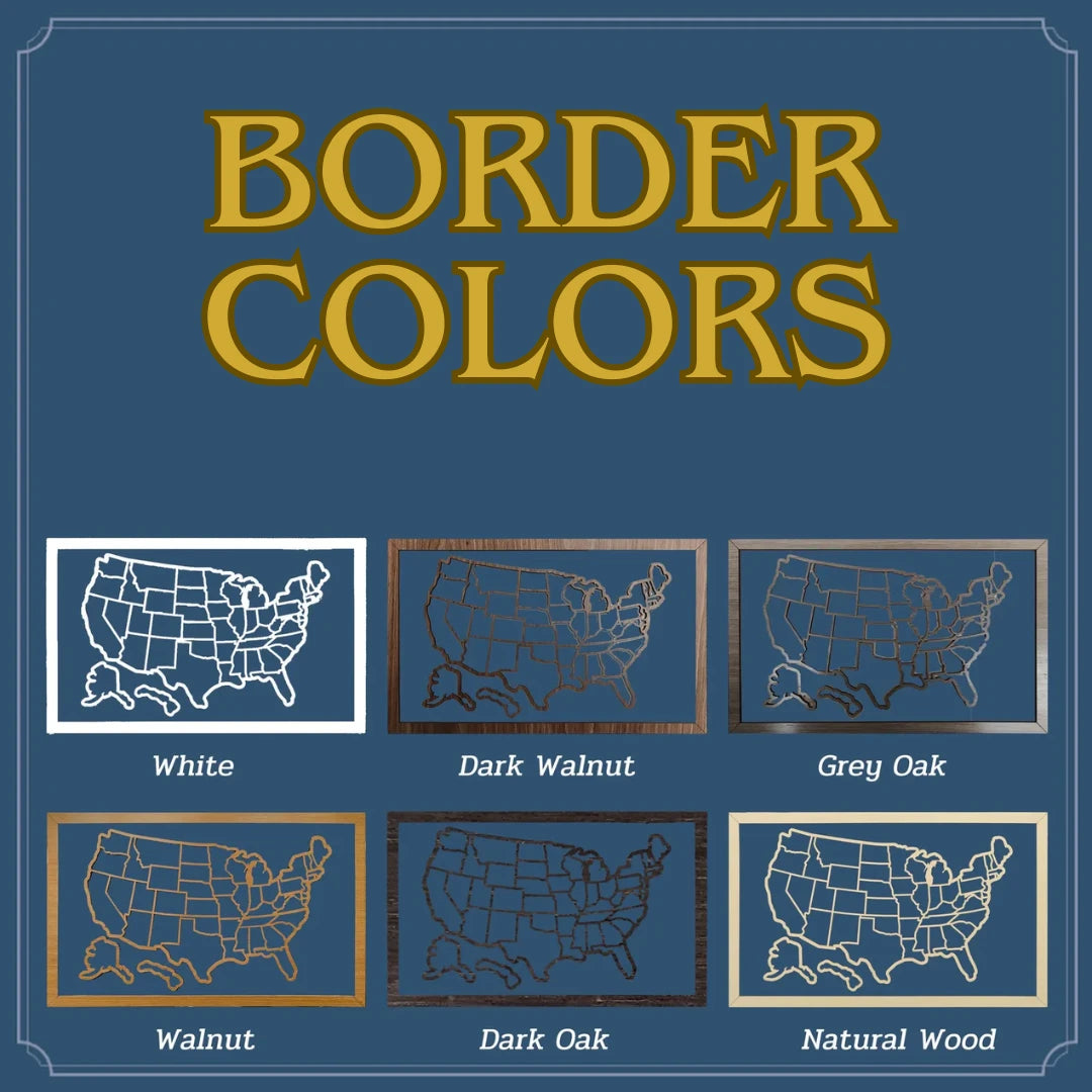 Craftpilot.co Custom USA Travel Map - 50 States Checklist Black Oak