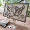 Craftpilot.co Custom USA Travel Map - 50 States Checklist Grey Oak