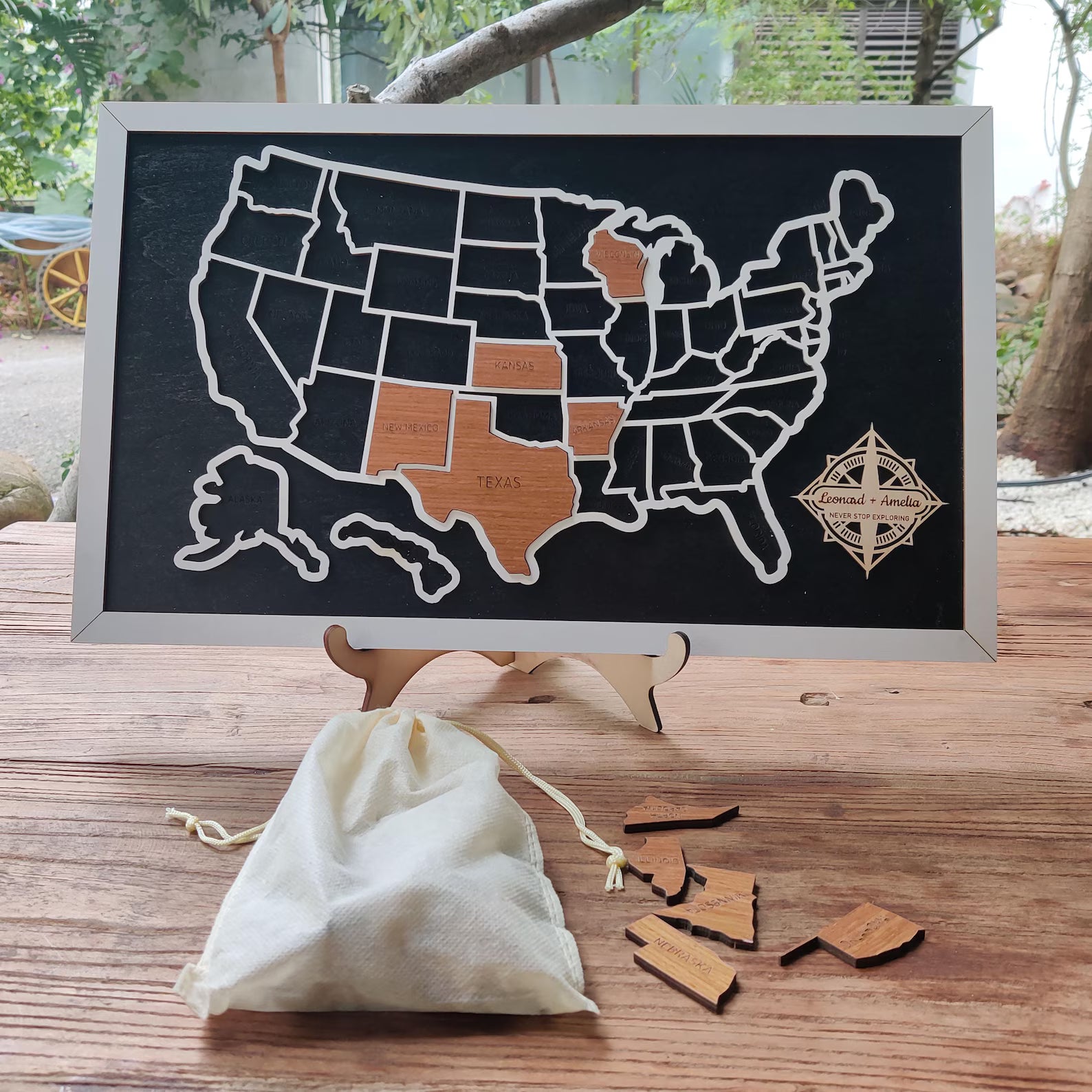 Craftpilot.co Custom USA Travel Map - 50 States Checklist