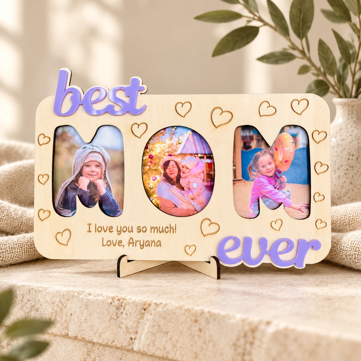 Personalized Triple Photo Frame — Family Keepsake