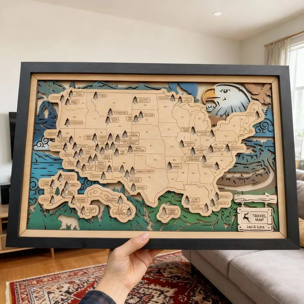 Craftpilot Wood Frame for M/L Size Travel Map