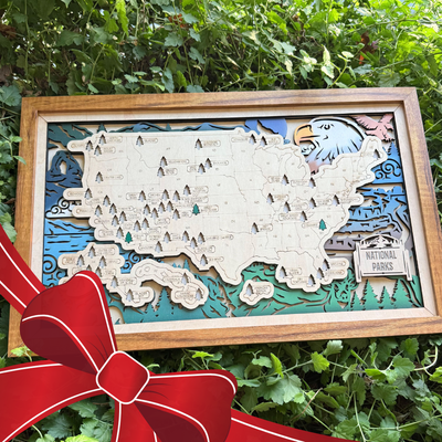 Craftpilot Personalized National Parks Travel Map with Frame - M Size 18" x 11"