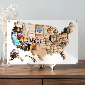50 States Wood & Acrylic Photo Map