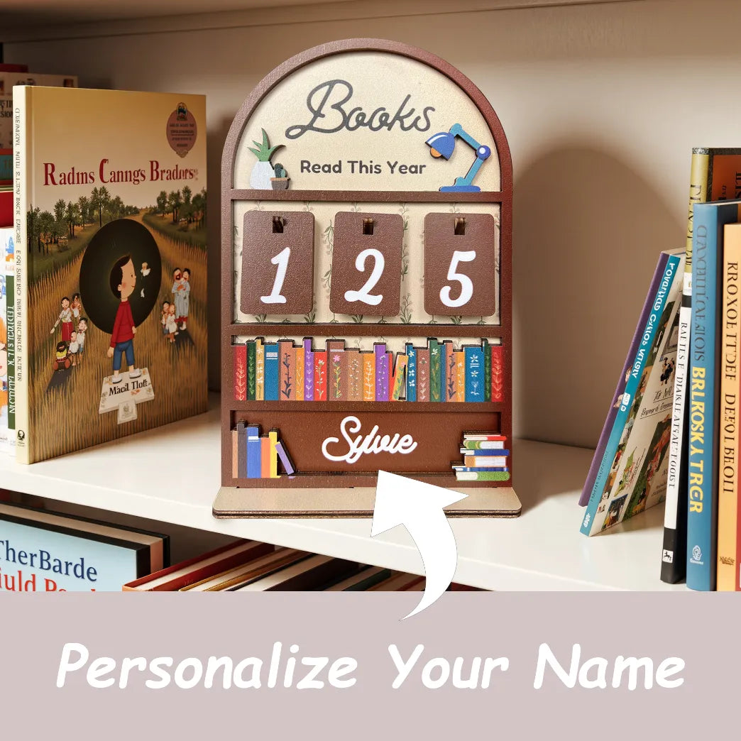 Craftpilot Custom Name Books Read Counter Sign - TrackC