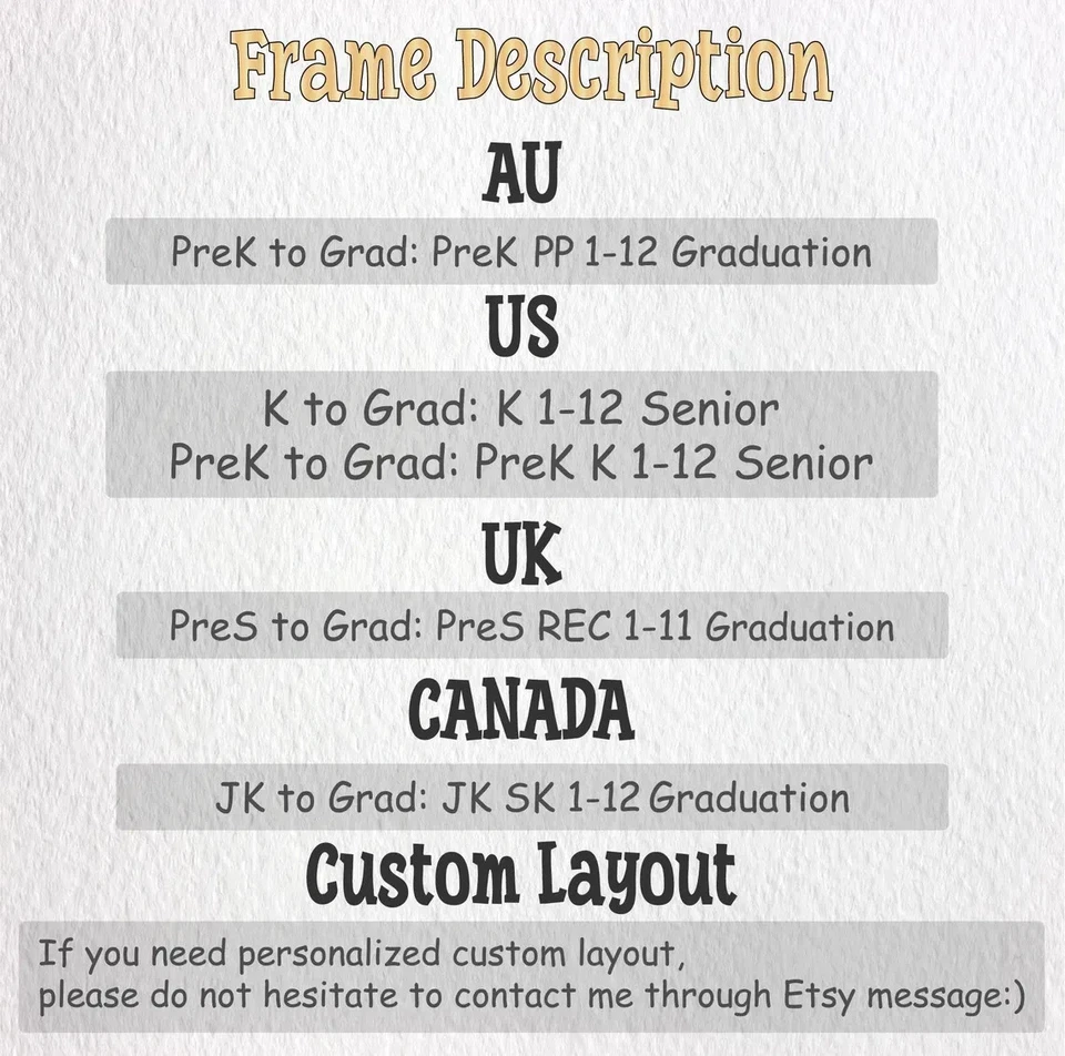 Personalized K-12 School Picture Frame