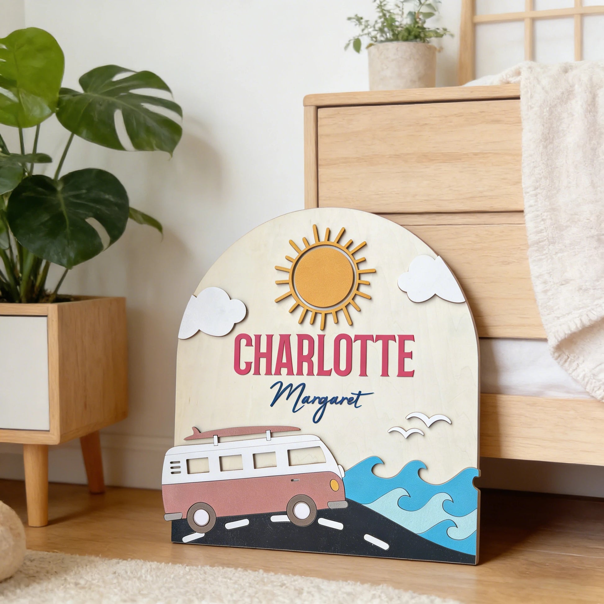 Craftpilot.co Custom Vehicle Theme Baby Name Sign for Playroom