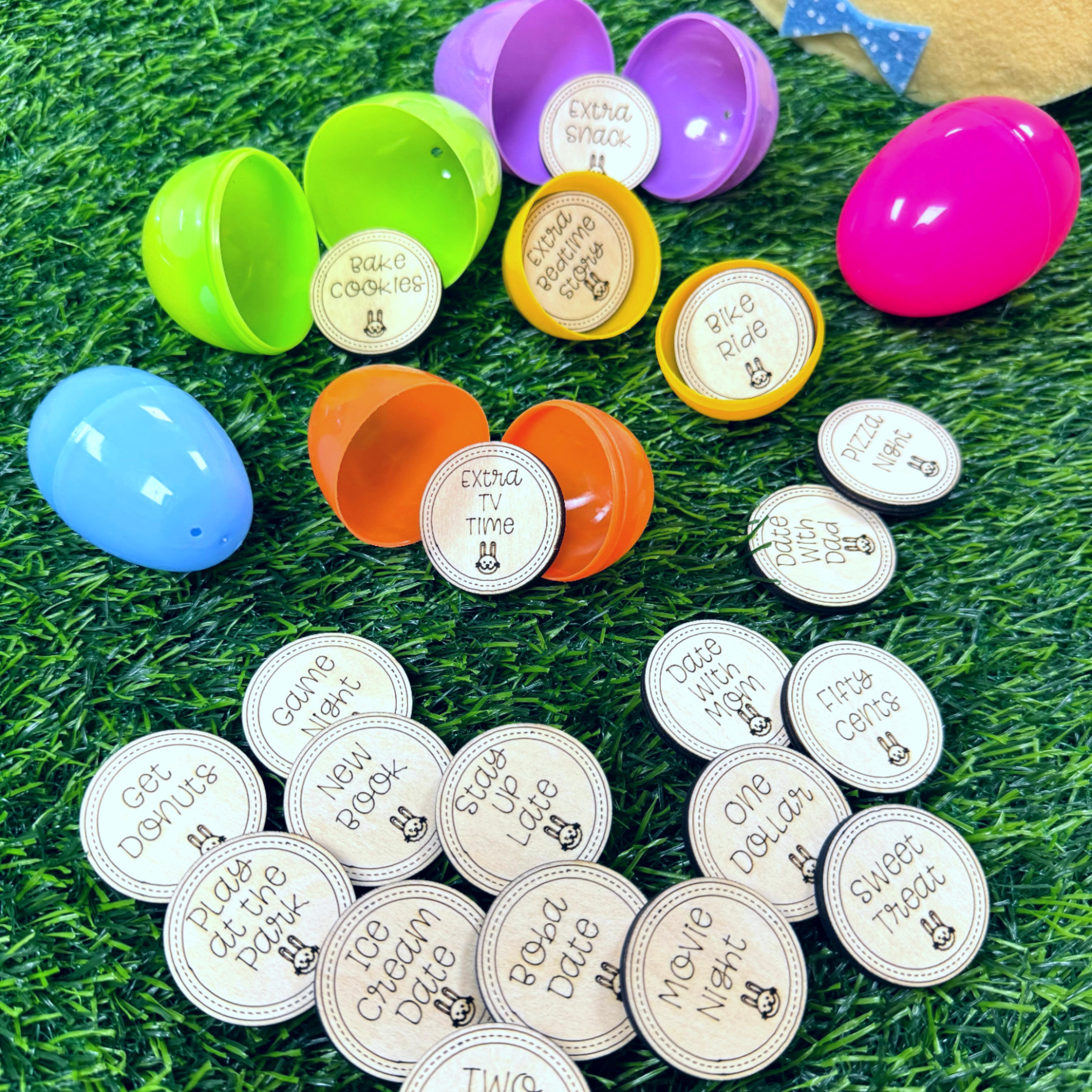 25 Easter Tokens | Wooden Reward Coins | Easter Egg Hunt Tokens Set of ...