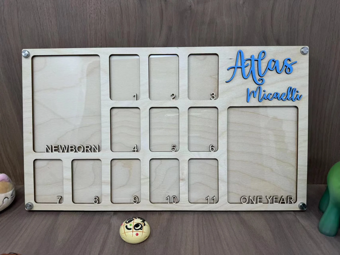 Personalized Baby First Year Photo Frame - Monthly Milestone