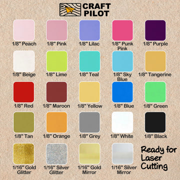 Acrylic Sheet for Laser Engraving- 24 Color Options