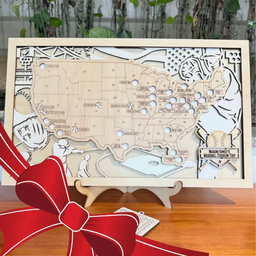 Personalized MLB Ballpark Travel Map with Stand