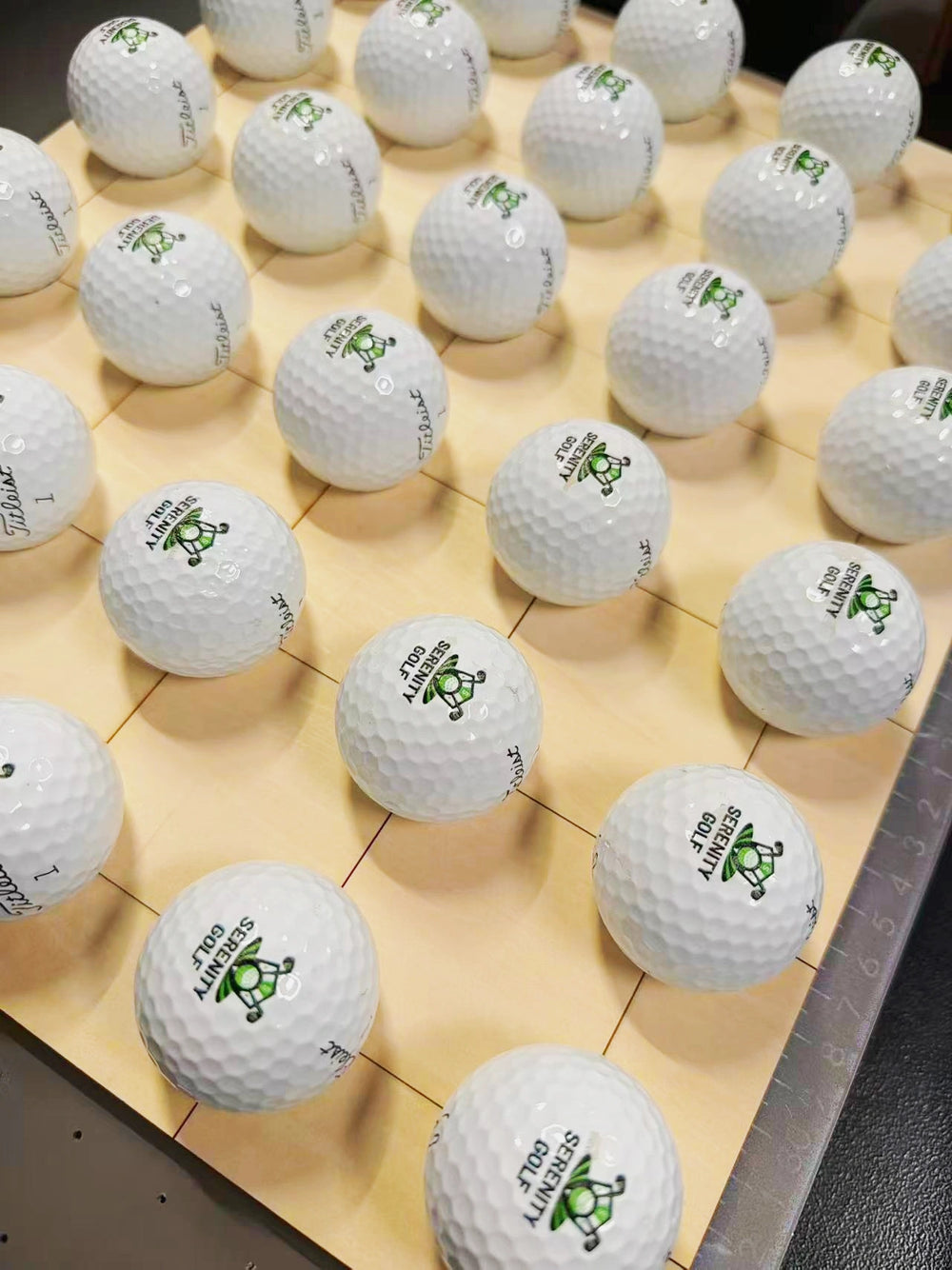 Branded golf balls in production