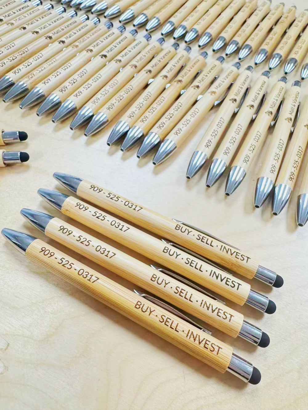 Engraved bamboo pens
