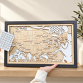 3D wooden football stadium map displayed in a warm interior