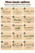 Classic design options 19–33. Only sage-highlighted text can be personalized.