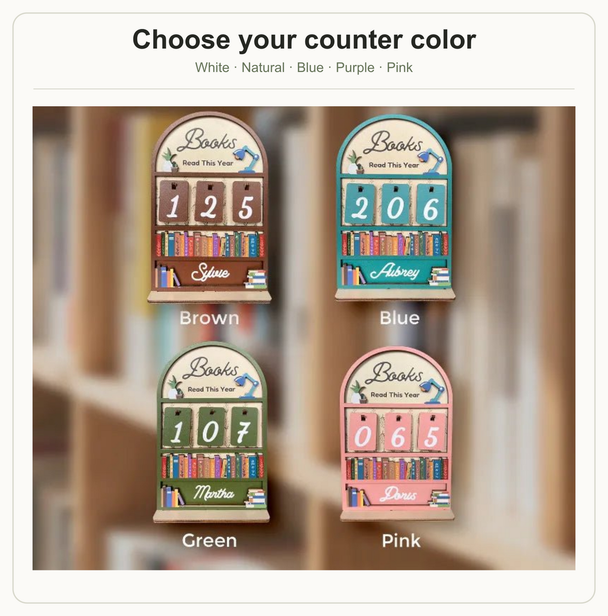Books counter color options