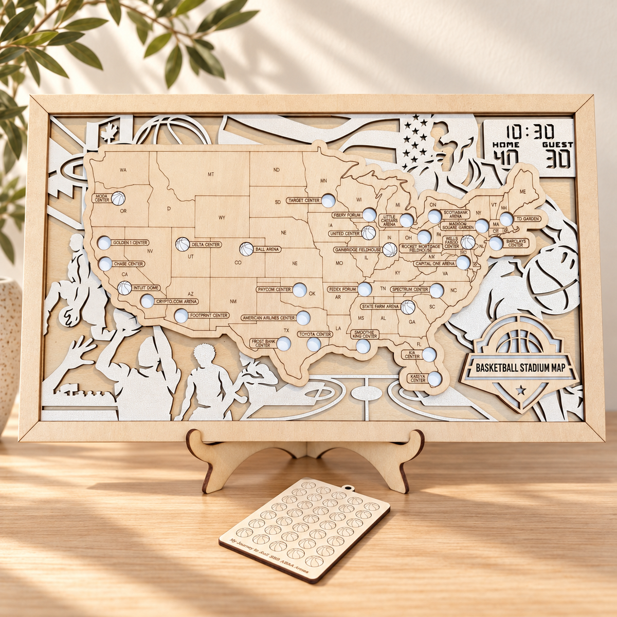 Personalized Basketball Stadium Map with Stand - NBA Bucket List