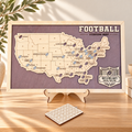 Personalized NFL Stadium Travel Map with Push Pins - Sturdy Wood Back in a warm Craft Pilot product setting