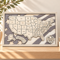 Personalized Wooden USA Travel Map - 50 States Pins in a warm Craft Pilot product setting
