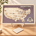 Personalized NBA Stadium Travel Map - Sturdy Wood Back in a warm Craft Pilot product setting