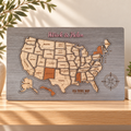 Custom Wooden USA Map Puzzle in a warm Craft Pilot product setting