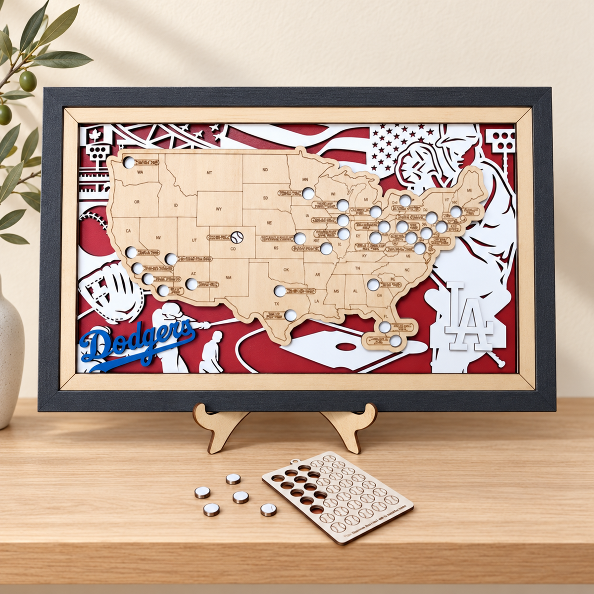 Personalized MLB Ballpark Travel Map with Stand