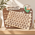 National Park tracker board displayed on a warm oak shelf