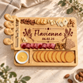 Bamboo charcuterie board with magnetic knife storage