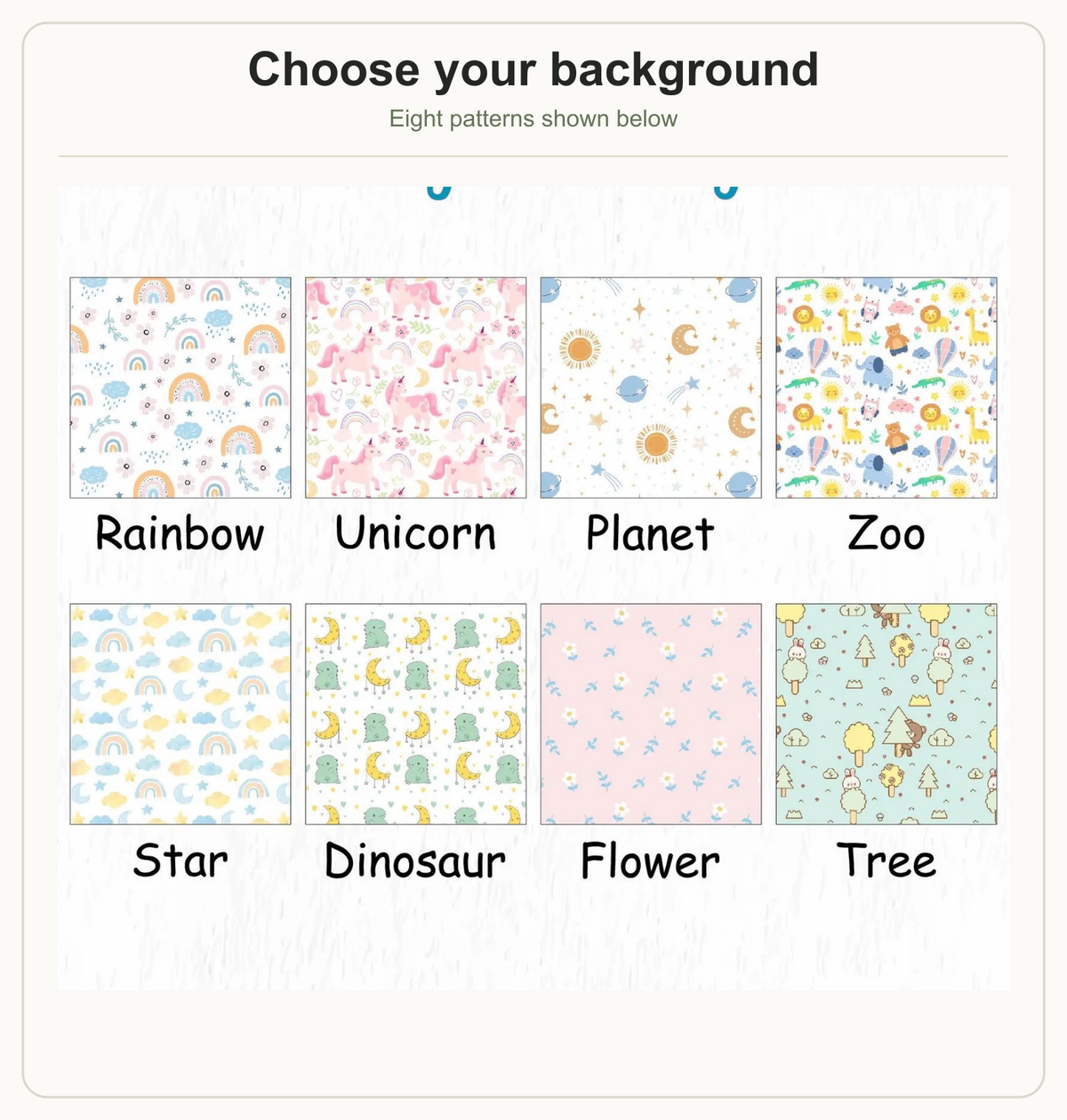 Eight background patterns for the piggy bank