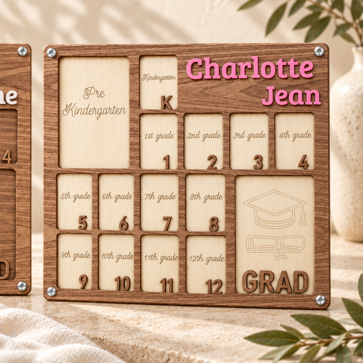 Alternate product view of personalized milestone photo frame