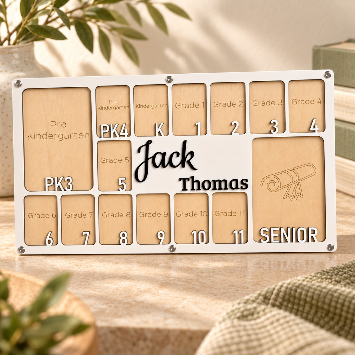 Alternate product view of personalized milestone photo frame