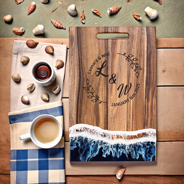 Ocean Resin Charcuterie Board - Personalized Rectangle Serving Tray